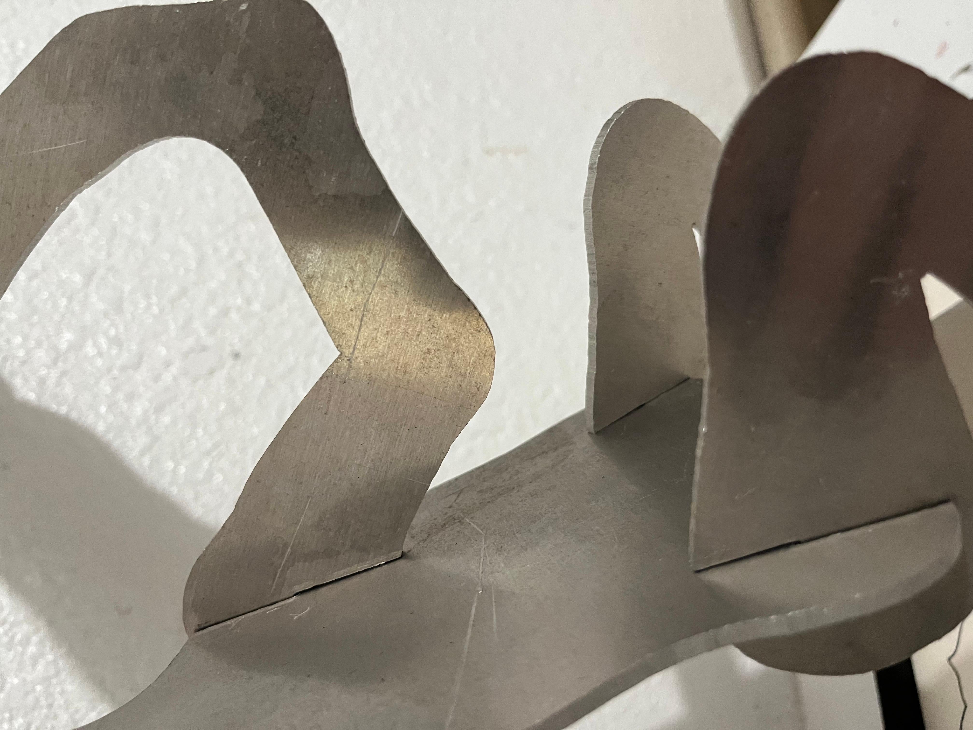1970s Steel Modernist Abstract Kinetic Puzzle Sculpture 