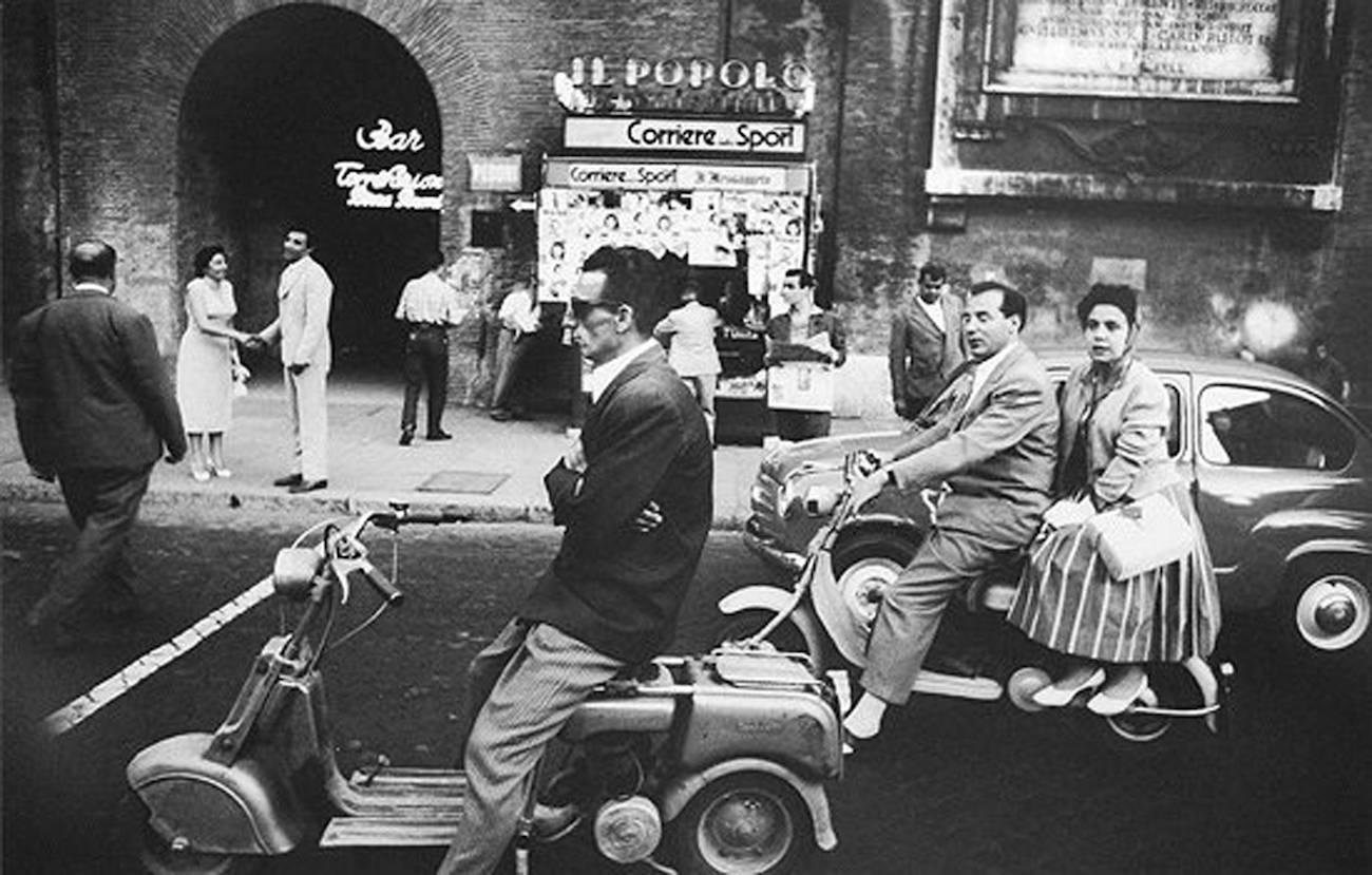 Red Light and Vespa, Rome - Photograph by William Klein