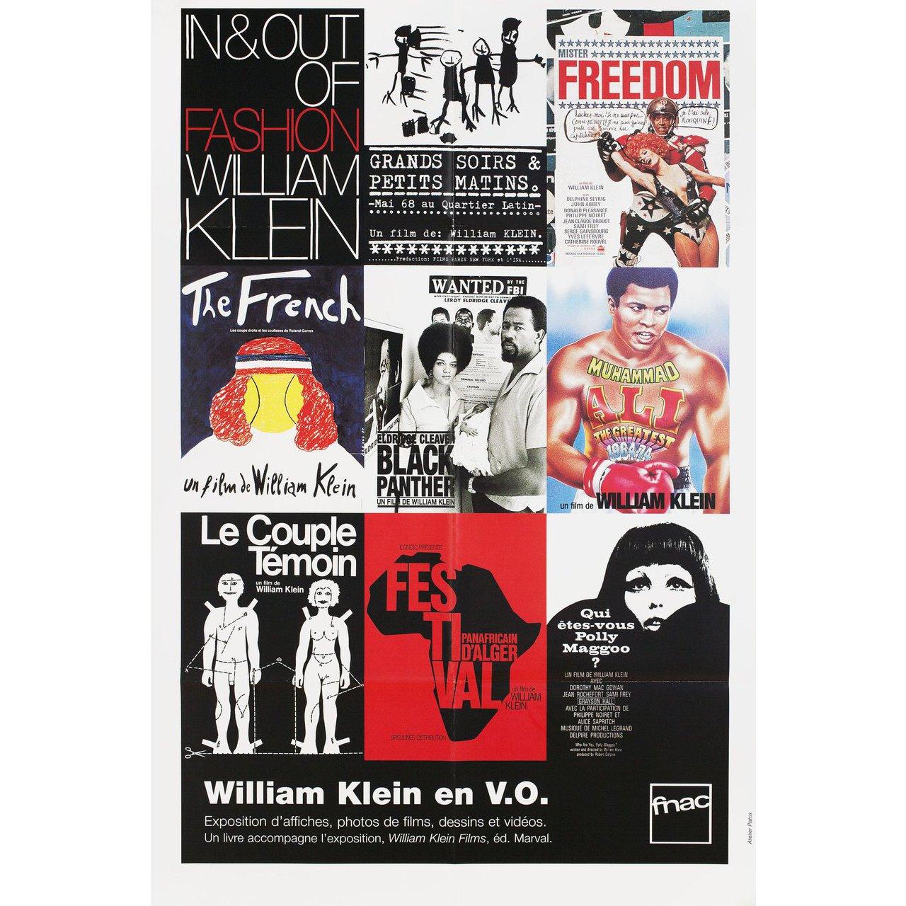 Original 1998 French half grande poster for the exhibition William Klein en V.O.. Fine condition, folded. Many original posters were issued folded or were subsequently folded. Please note: the size is stated in inches and the actual size can vary by