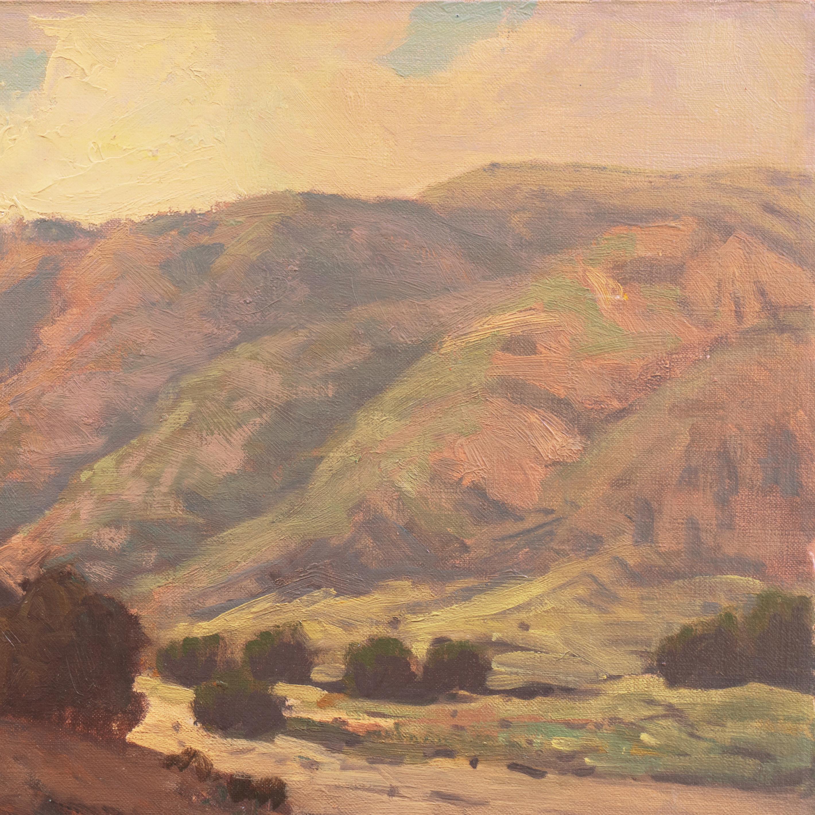 'California Sunset, Lilac and Rose', Palm Springs, Golden Gate Exhibition, LACMA - Impressionist Painting by William Krehm