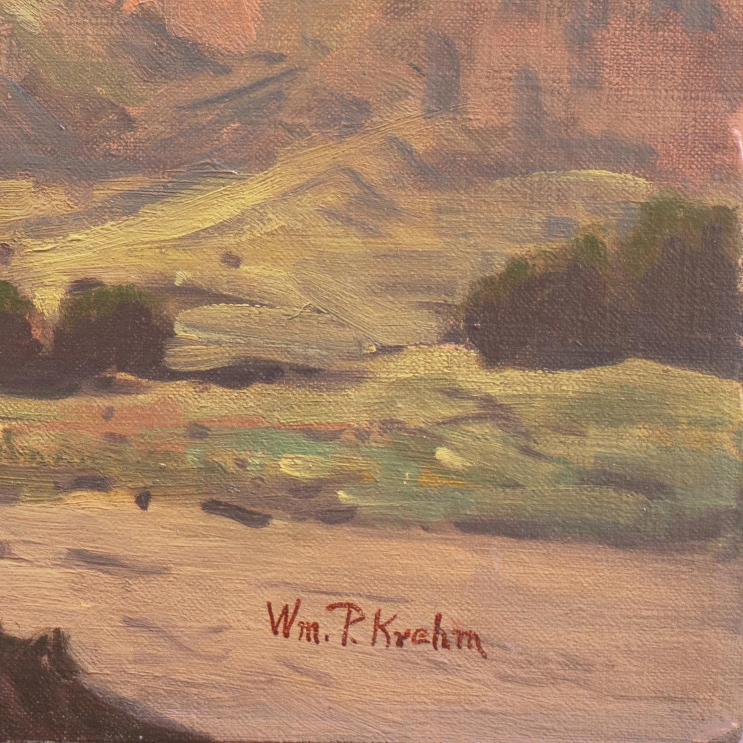 'California Sunset, Lilac and Rose', Palm Springs, Golden Gate Exhibition, LACMA - Painting by William Krehm