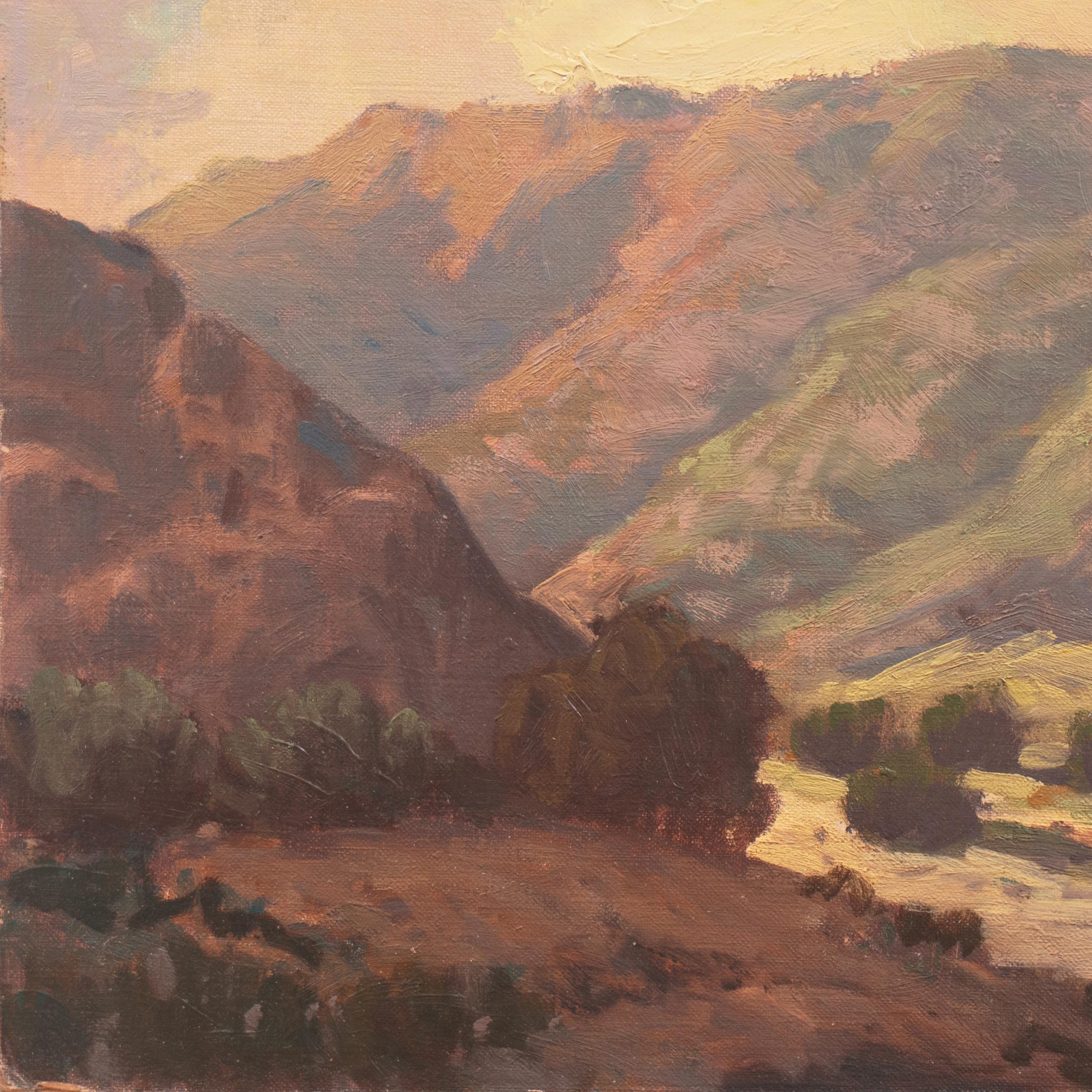 'California Sunset, Lilac and Rose', Palm Springs, Golden Gate Exhibition, LACMA - Impressionist Painting by William Krehm