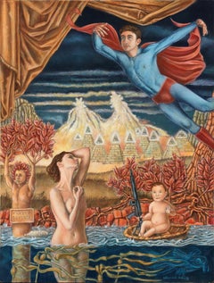 In the Land of the Free (with Phosphorous Bombs), Allegorical Original Painting