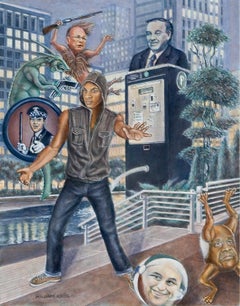 The Temptation of Saint Anthony - Modern Urban Interpretation, Oil on Panel