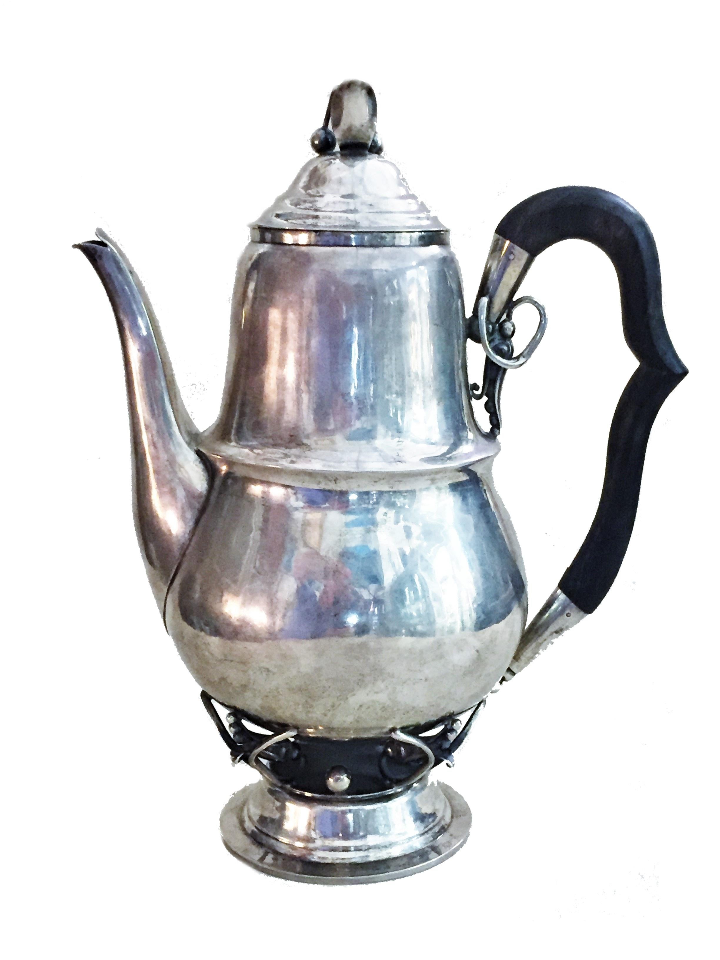 American William L. deMatteo, Mid-Century Modern Sterling Silver Coffee Kettle, ca. 1950s For Sale