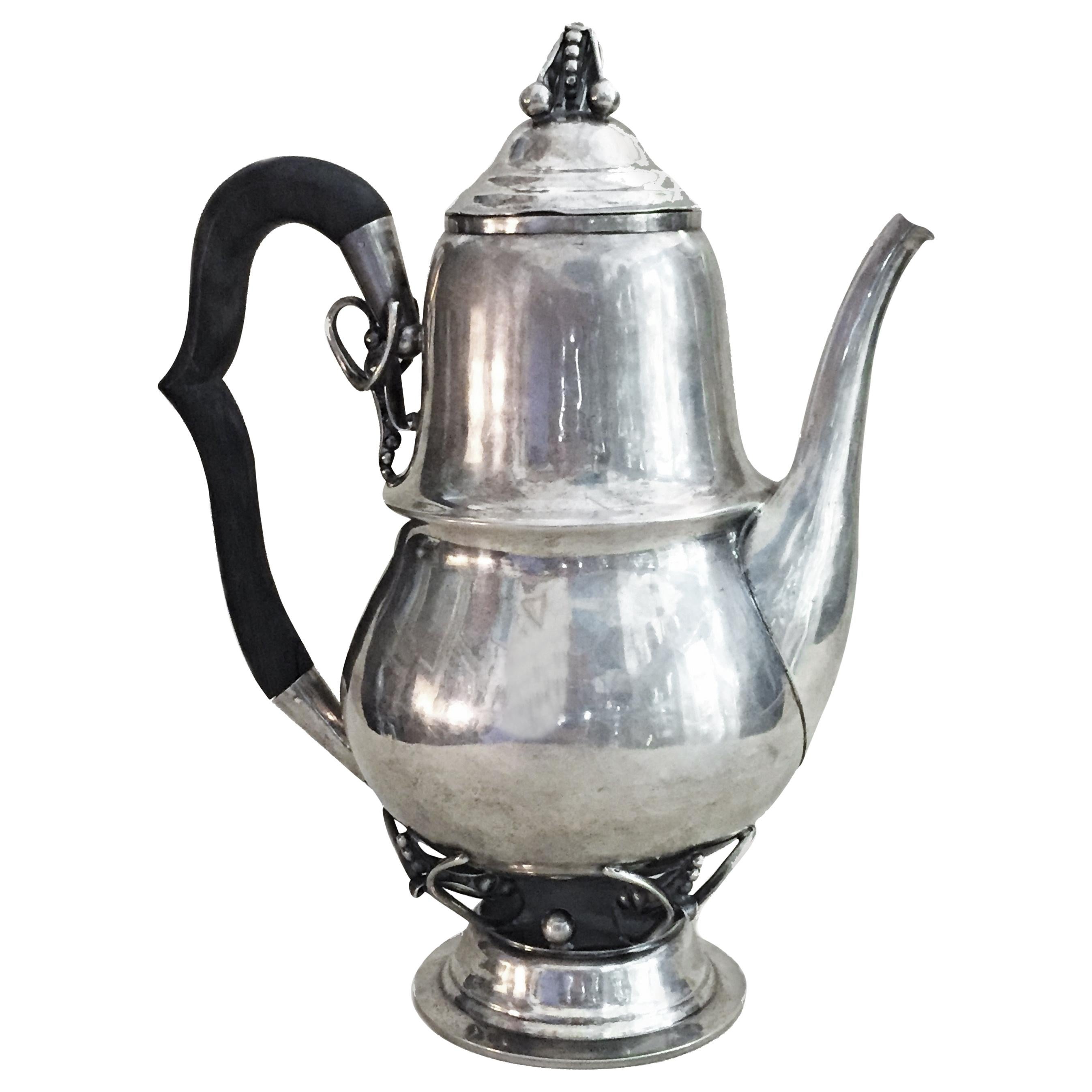 William L. deMatteo, Bouilloire à café moderne en argent sterling du milieu du siècle, circa 1950