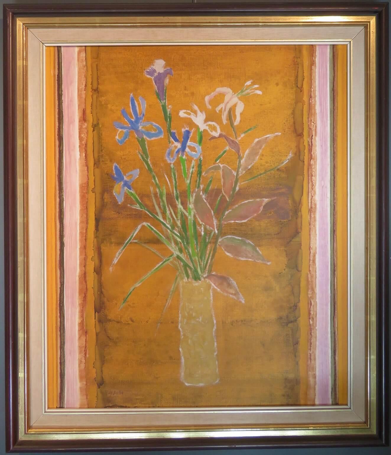 Schottisches farbenfrohes impressionistisches Ölgemälde Blumenstillleben c.1970s