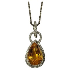 William Lam & Co. 14 Karat Yellow Gold Citrine and Diamond Necklace