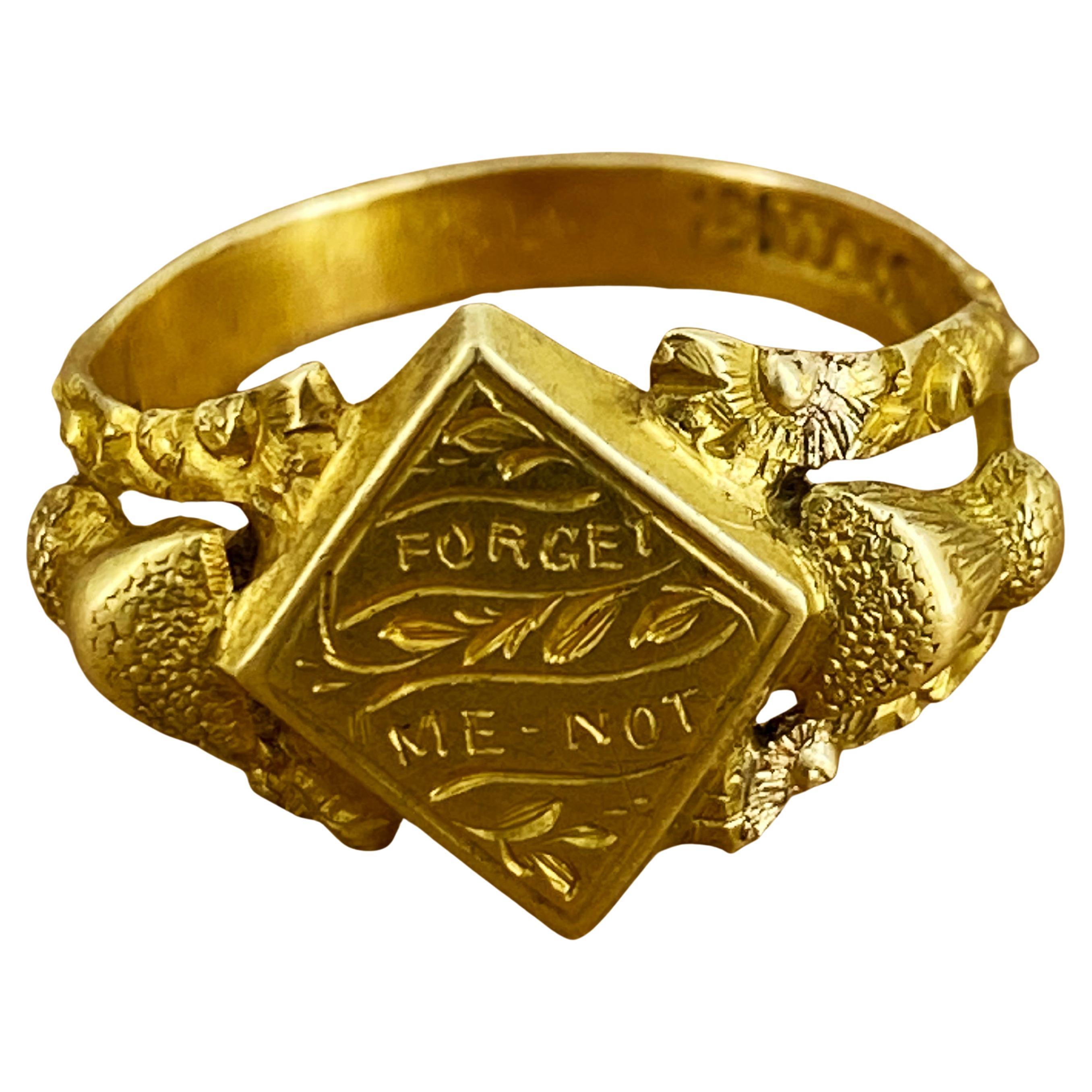 William Lamborn Kolonial Australian c1855 „Forget Me Not“ 18K Gold Siegelring, William Lamborn