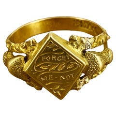 William Lamborn Colonial Australiano c1855 "Forget Me Not" Anillo de sello de oro de 18 quilates