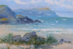 «Mirando hacia el mar», cuadro al óleo enmarcado, finales del siglo XIX, 16x24