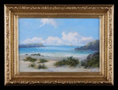 «Mirando hacia el mar», cuadro al óleo enmarcado, finales del siglo XIX, 16x24