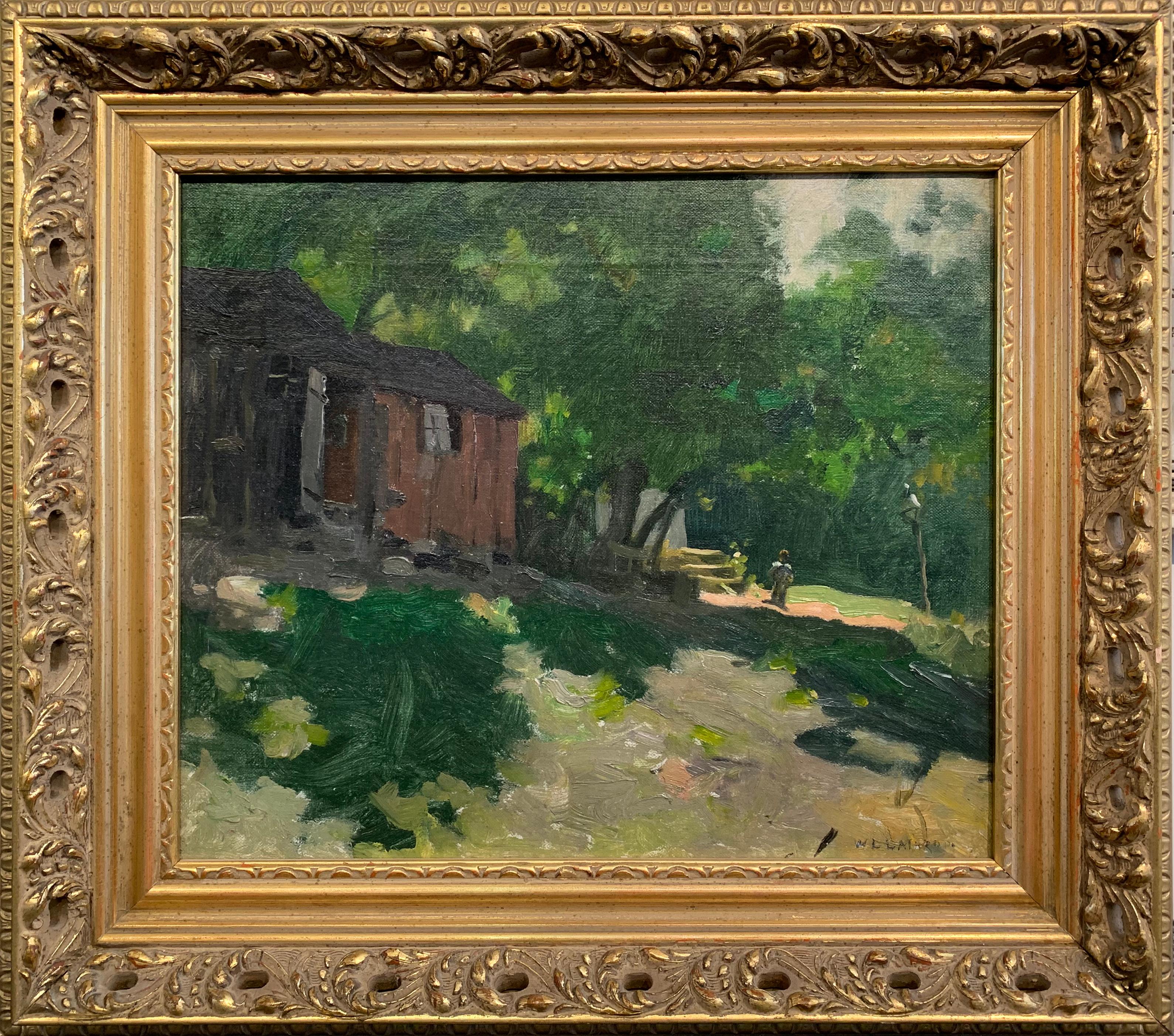 William Langson Lathrop Landscape Painting - Fisherman's Home, New Hope School, Impressionist Landscape, Oil on Canvas
