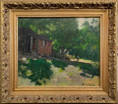 Antique William Lathrop, Fisherman
s Home, Oil on Canvas, Signed