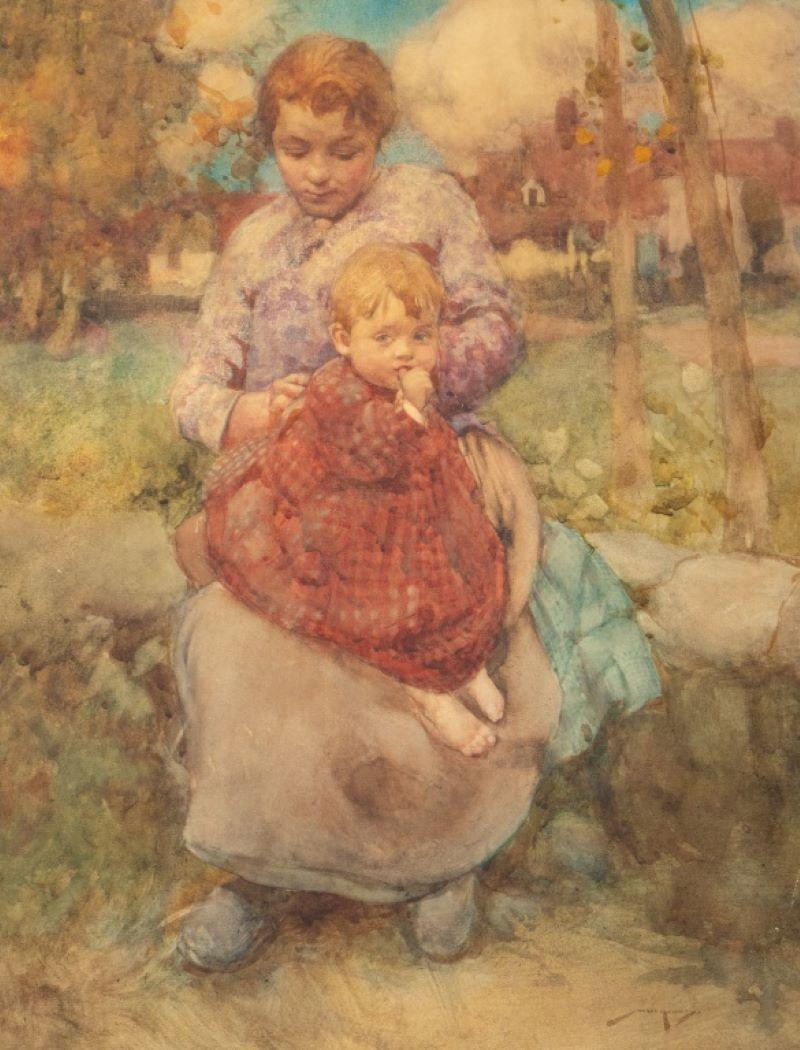 20th Century William Lee Hankey 'Mother & Child' Watercolor