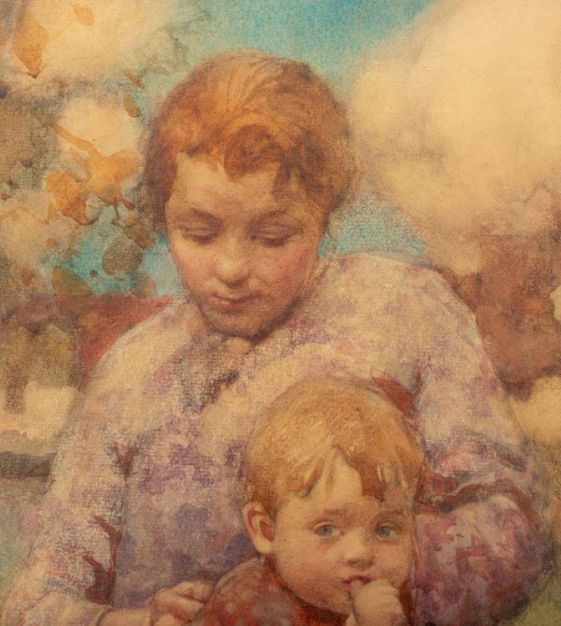 William Lee Hankey 'Mother & Child' Watercolor 1