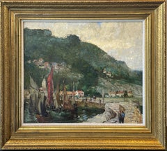 "Un porto del Devon" William Lee Hankey, Paesaggio marino di una città costiera con barche, Inghilterra