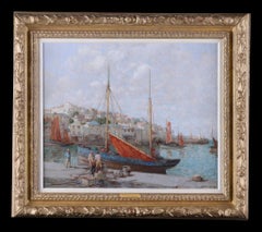 „Brixham Harbour, Devon“, antikes Ölgemälde