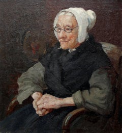 French Breton Lady - British Victorian Post Impressionist portrait oil painting