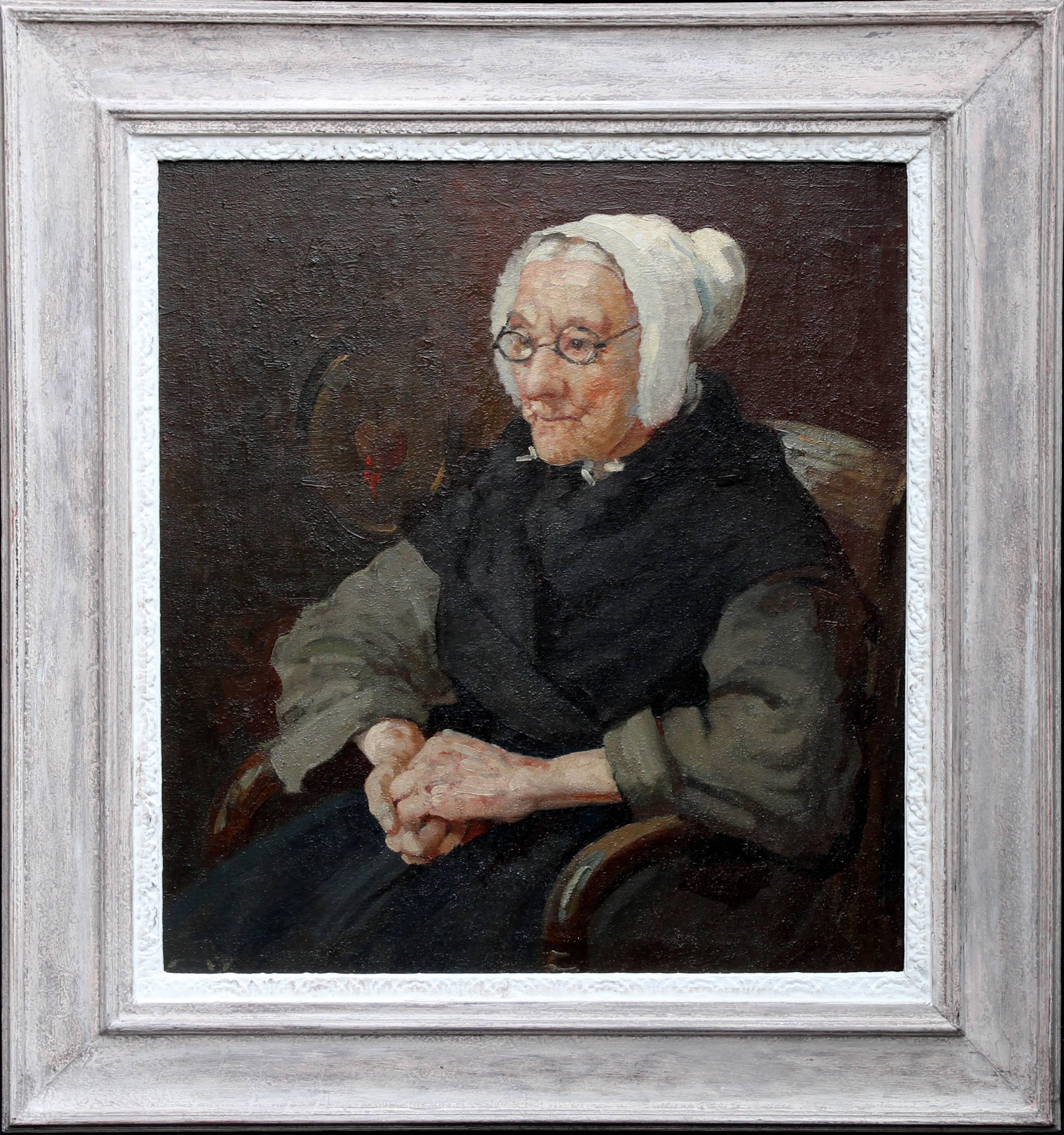 William Lee Hankey Portrait Painting - French Breton Lady - British Victorian Post Impressionist portrait oil painting
