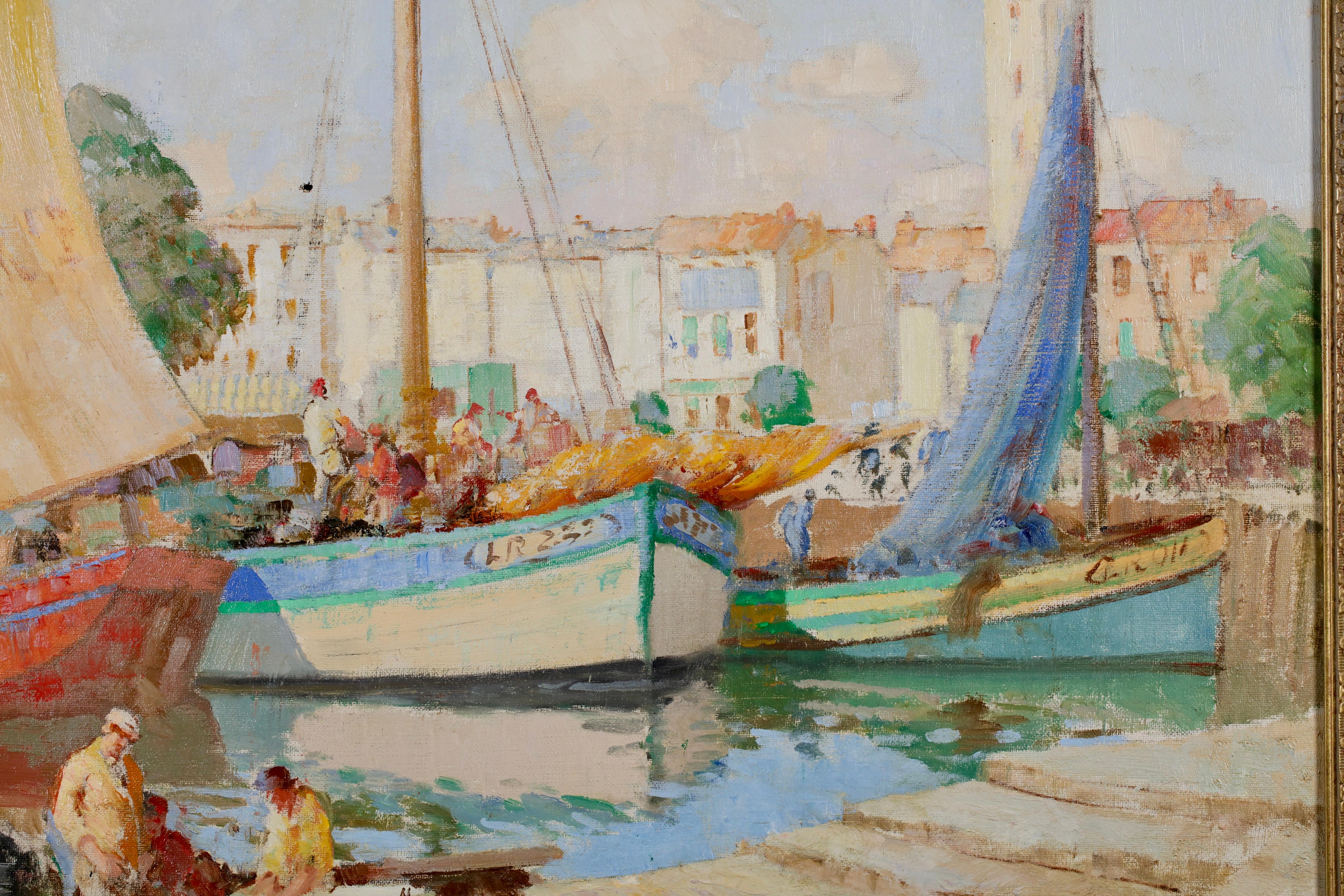 La Rochelle - Postimpressionistische Figuren in Landschaft Öl von William Lee Hankey im Angebot 3