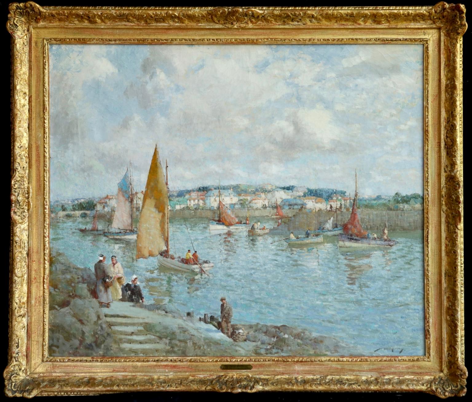 A wonderful oil on canvas circa 1925 by British painter William Lee Hankey depicting boats on a river, with figures on the banks in the foreground. Signed lower right and signed & dated verso.

Dimensions:
Framed: 30