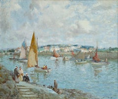 The Ferry - Brittany - Post Impressionist Oil, Riverscape by William Lee Hankey