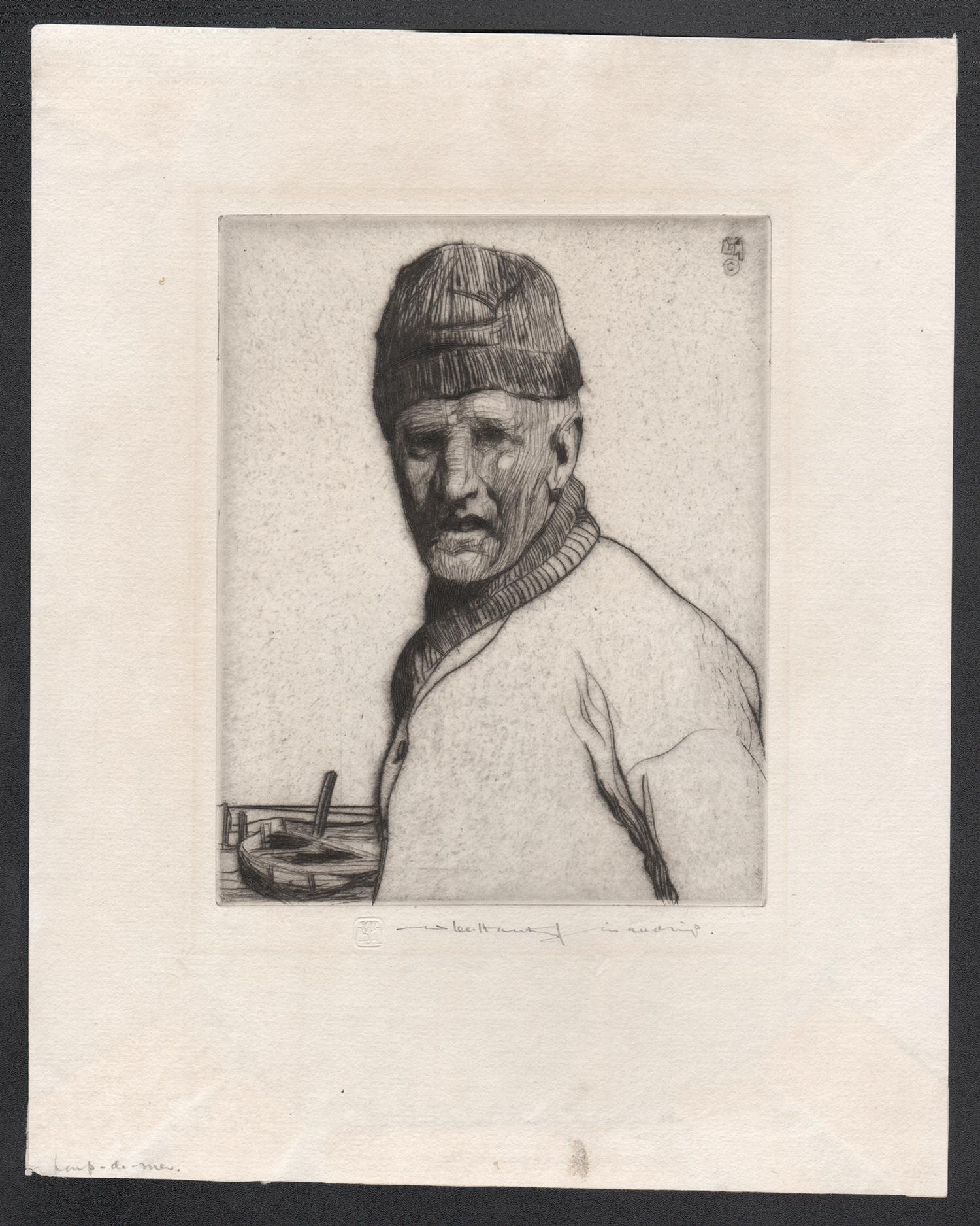 Loup-de-mer (Lobo de mar), aguafuerte original firmado por William Lee Hankey, c1915 en venta 1