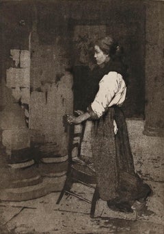 William Lee Hankey (1869-1952) - Aquatinte du début du XXe siècle, La prière de Darby