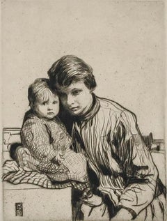 William Lee Hankey (1869-1952) - Framed Etching, Mother & Child