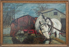 Mid Century Horses at the Trough