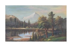 Le mont Hood depuis le lac Clear, paysage panoramique à grande échelle du début du 20e siècle