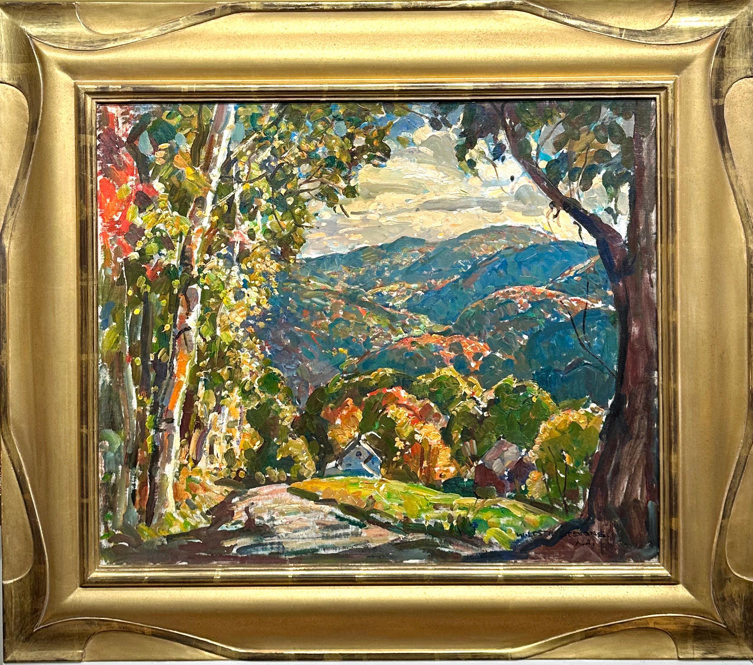 William Lester Stevens Landscape Painting - "Autumn in the Valley" - Landscape painting, Colorful, Historic Rockport Artist