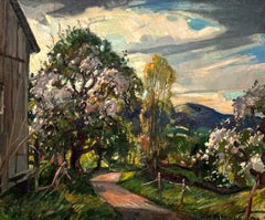 William Lester Stevens - Rockport Artist William Lester Stevens "Old Apple Tree" Landscape Painting Rockport Artist William Lester Stevens "Old Apple Tree" Landscape Painting