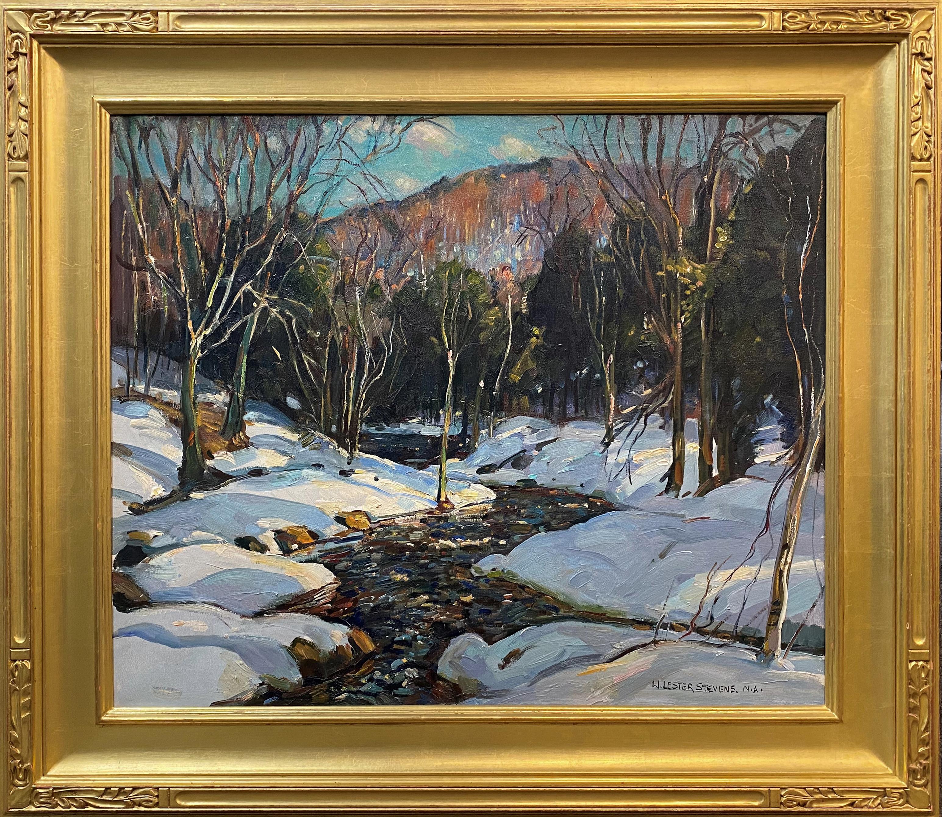 William Lester Stevens Landscape Painting - Winter Landscape with Stream