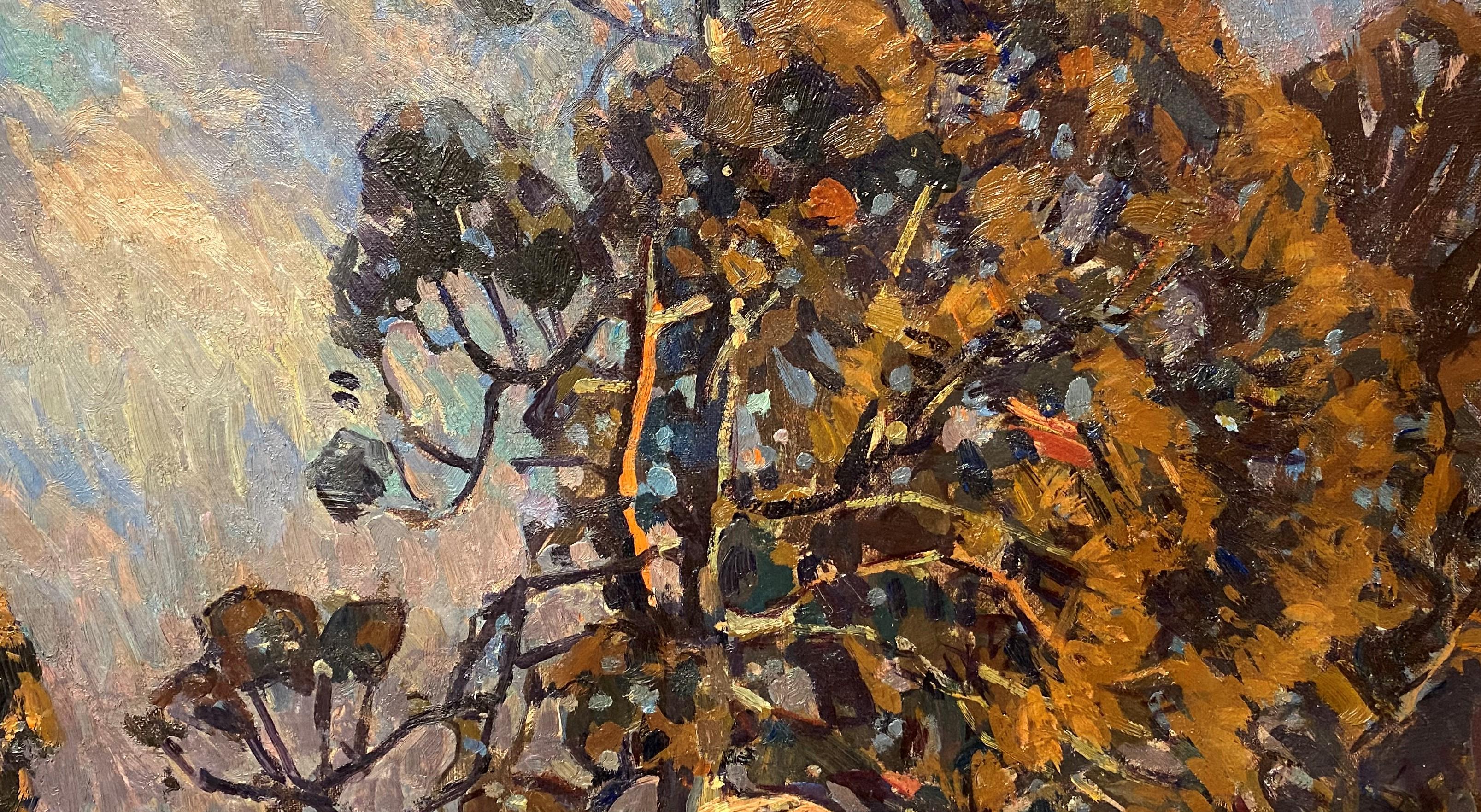 Paesaggio invernale con alberi - Painting Impressionismo americano di William Lester Stevens