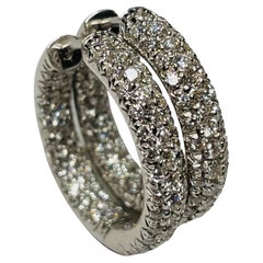 William Levine Fine Jewels 18K White Gold Inside-Out Hoop Diamond Earrings