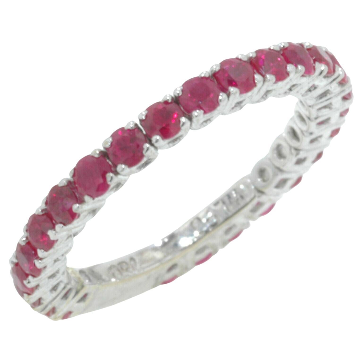 William Levine Fine Jewels 18K White Gold Natural Ruby Ring For Sale