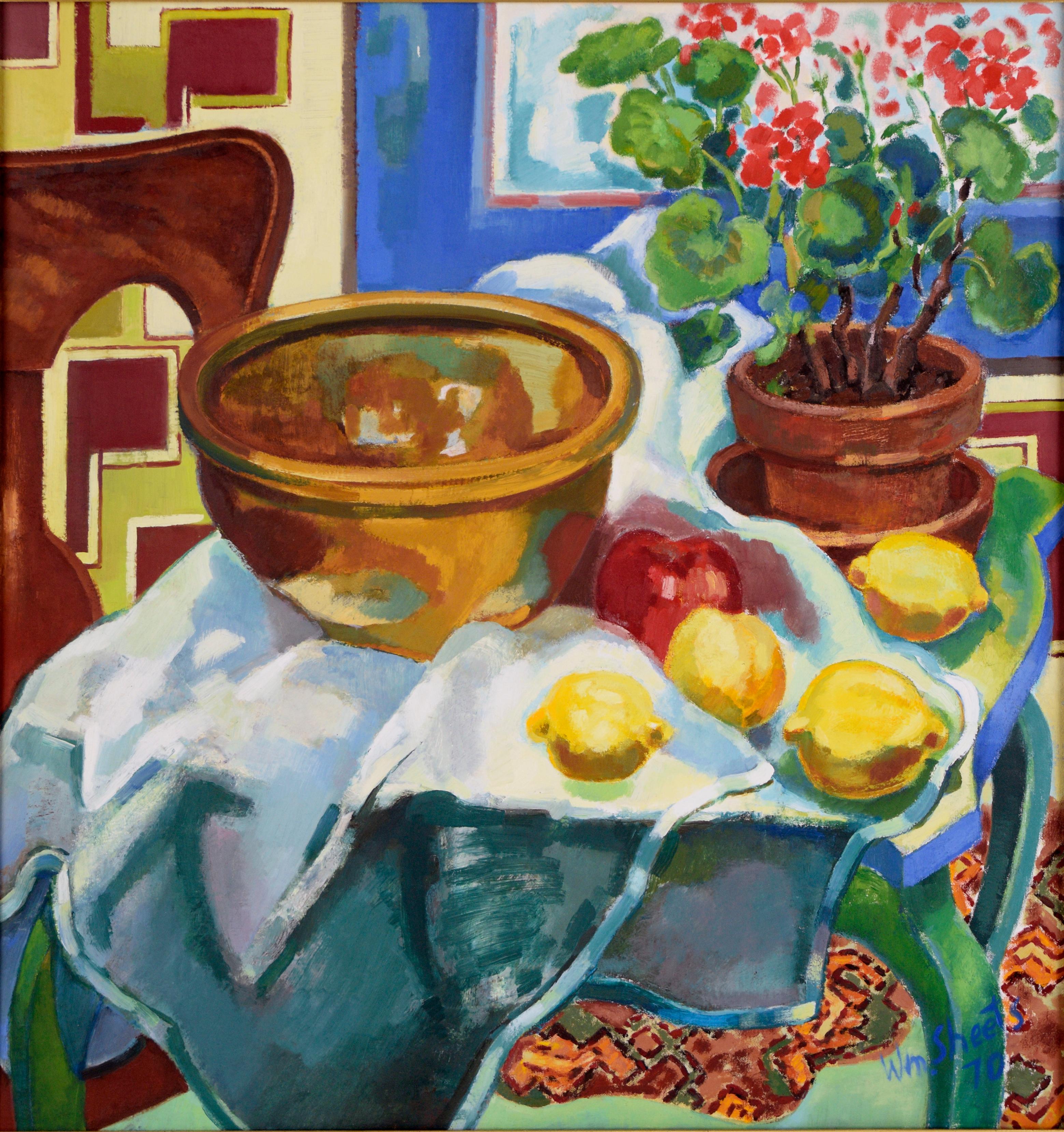 Tavolo da cucina Sonoma - after Henri Matisse - Natura morta con geranio - Painting di William Lionel Sheets