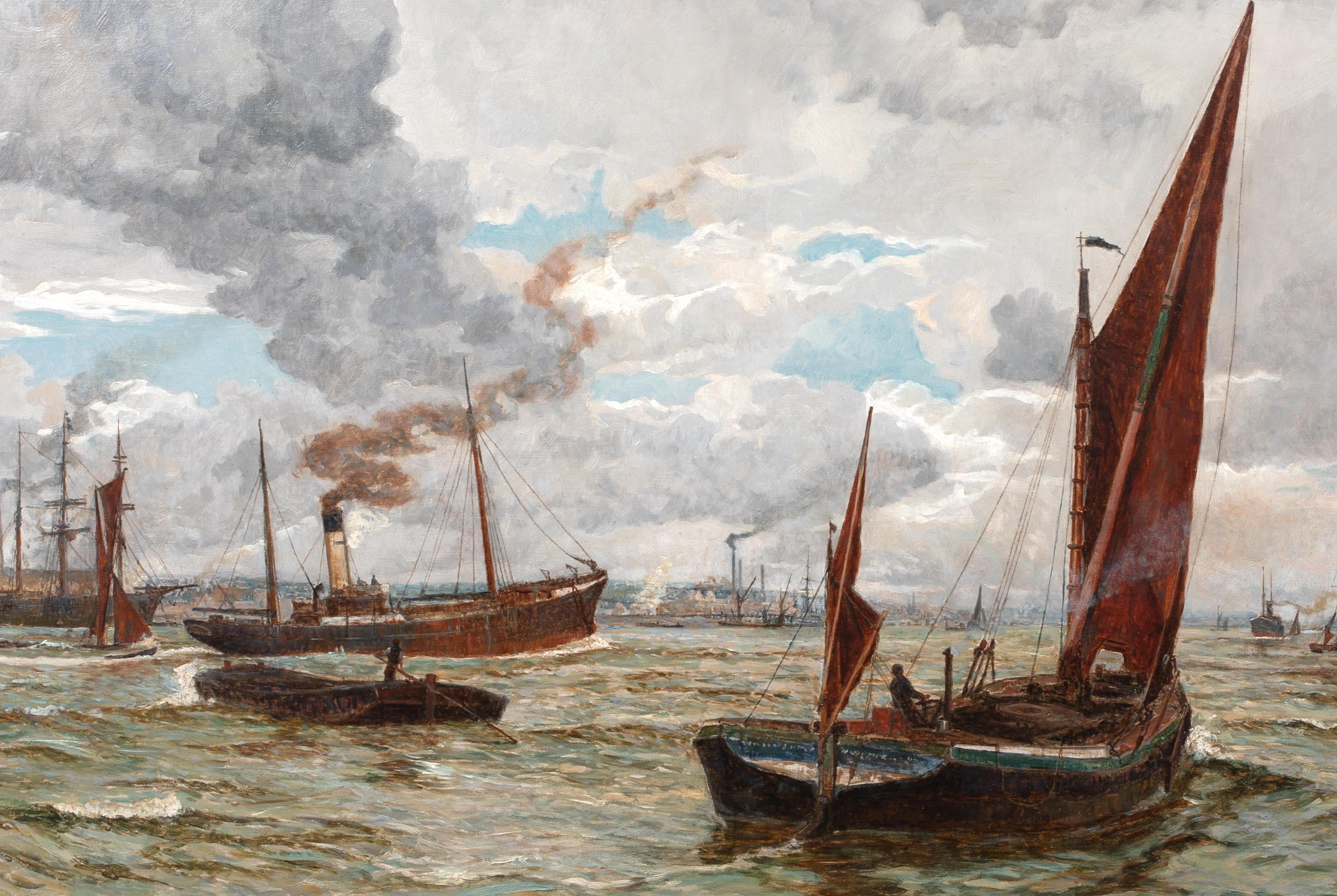 Navigation au large du port de Southampton, 19e siècle  par William Lionel WYLLIE (1851-1931) en vente 1