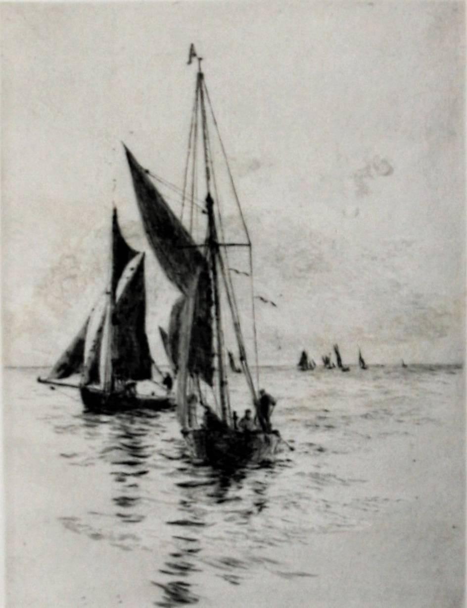 William Lionel Wyllie, R.A., R.I., R.E. Landscape Print - Fishing Boats 
