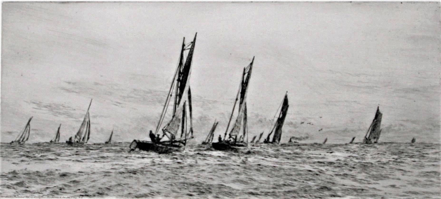 William Lionel Wyllie, R.A., R.I., R.E. Landscape Print - Fishing Boats off Ryde.