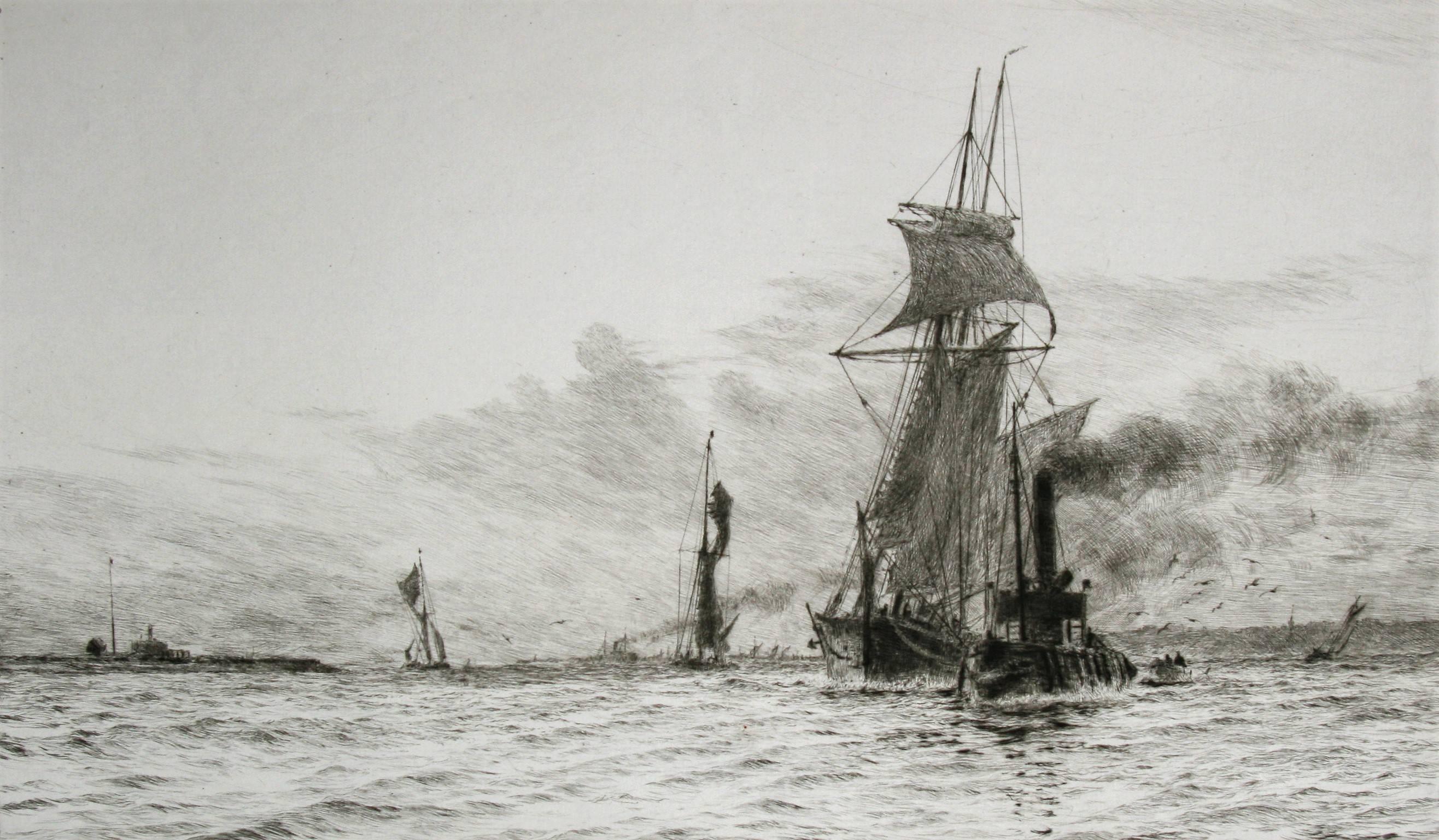 William Lionel Wyllie, R.A., R.I., R.E. Landscape Print - Slipping the Tow Ropes.