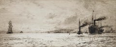 William Lionel Wyllie (1851-1931) - 1913 Aguafuerte, Dumbarton Rock