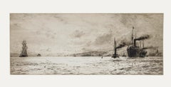 William Lionel Wyllie (1851-1931) - 1913 Aguafuerte, Dumbarton Rock