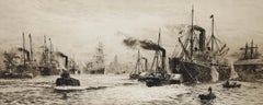 William Lionel Wyllie (1851-1931) - Grabado de 1913, En el Clyde en Govan