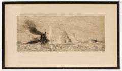 William Lionel Wyllie - Gravure encadrée du début du XXe siècle, « La bataille du Jutland »