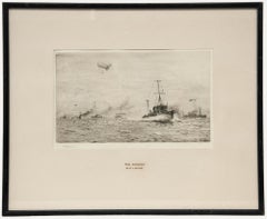 William Lionel Wyllie - Gravure encadrée du début du XXe siècle, « Le convoi »