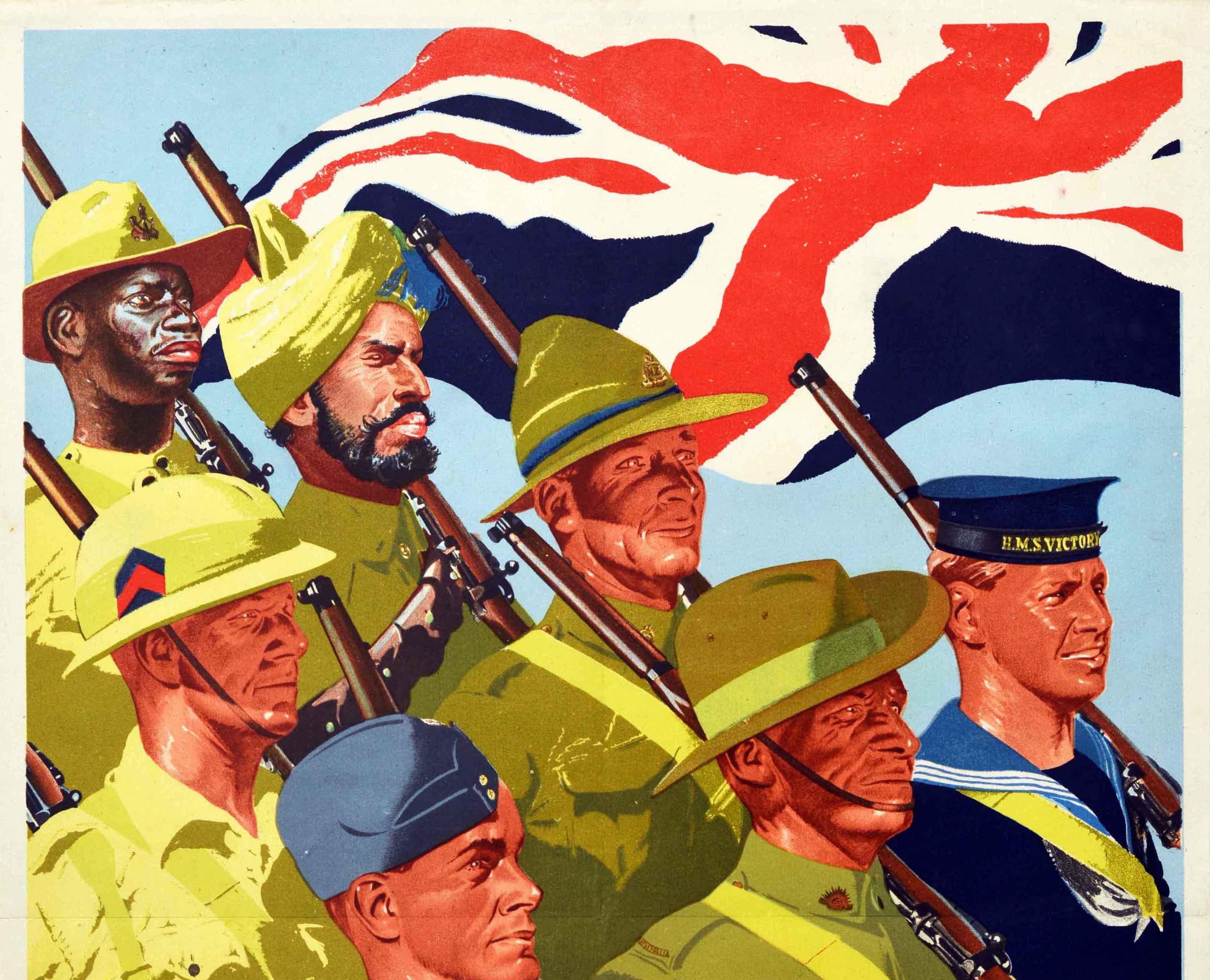 Original Vintage Poster Together Commonwealth Forces WWII Military Army Soldiers - Print by William Little
