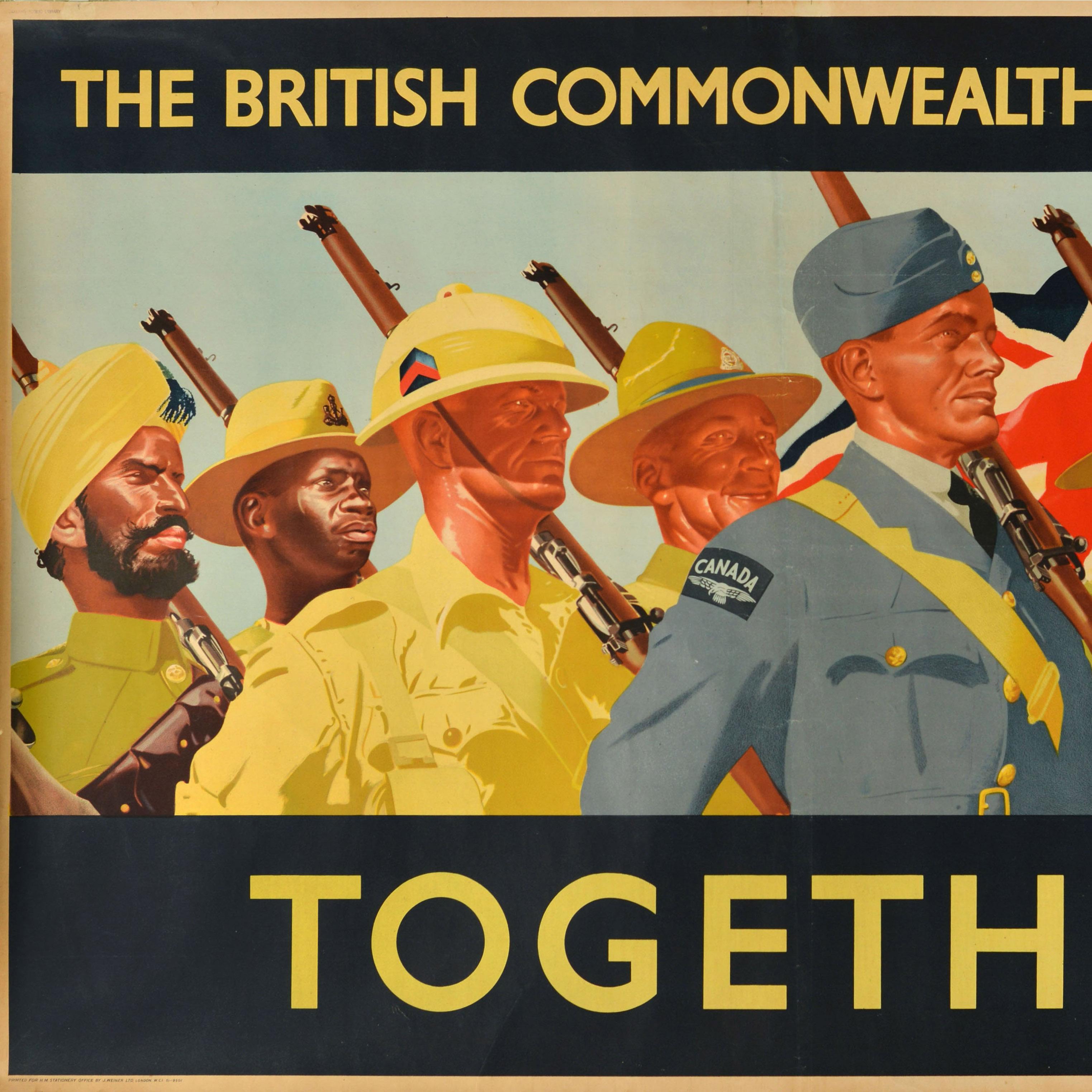 Poster di propaganda originale della seconda guerra mondiale: Commonwealth britannico delle nazioni insieme - Print Marrone di William Little